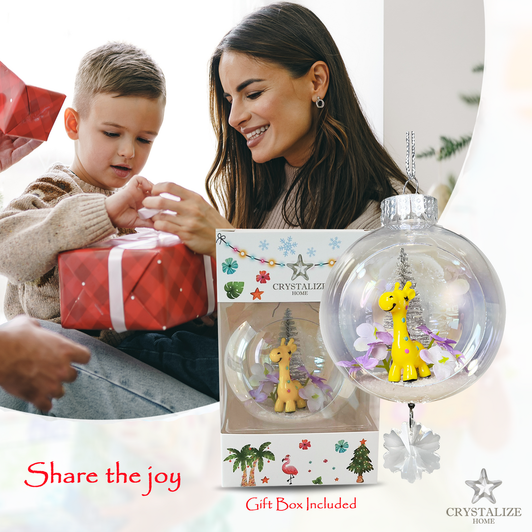 Baby Giraffe Plastic Ornament with Magnetic Crystal 3"x7"
