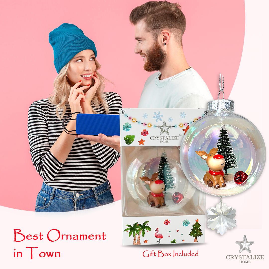 Rudolph Plastic Ornament with Magnetic Crystal 3"x7"