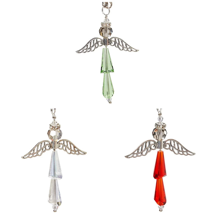 3 Pack, Guardian Angel Car Charms – Holiday (Peridot, Diamond, Garnet) – Christmas Car Rearview Mirror Ornaments – Handmade Gift for Her