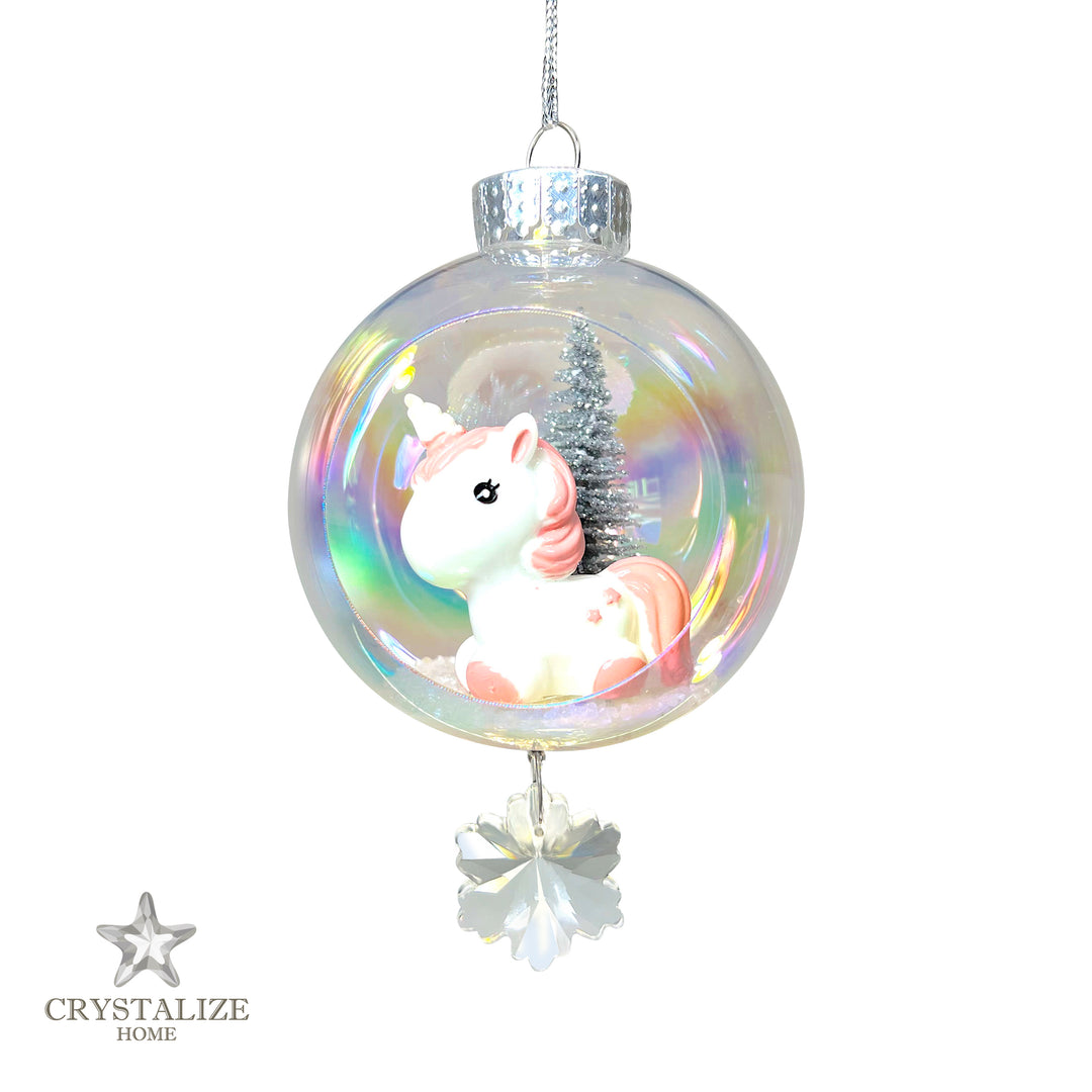Baby Unicorn Plastic Ornament with Magnetic Crystal 3"x7"