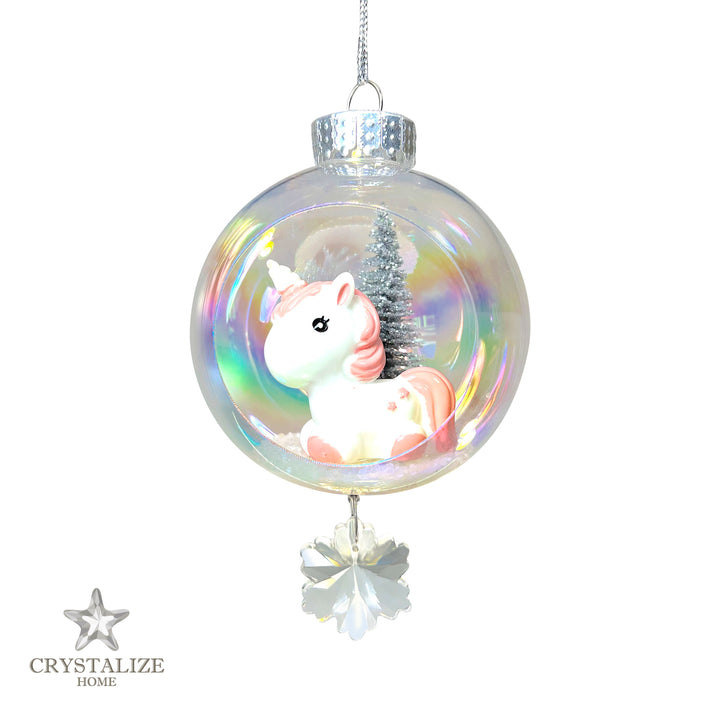 Baby Unicorn Plastic Ornament with Magnetic Crystal 3"x7"