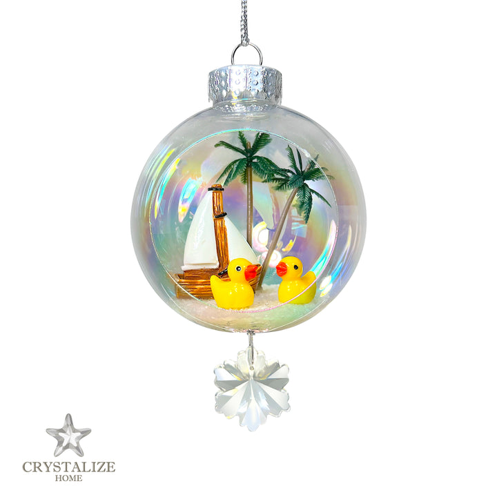 Duckies Plastic Ornament with Magnetic Crystal 3"x7"