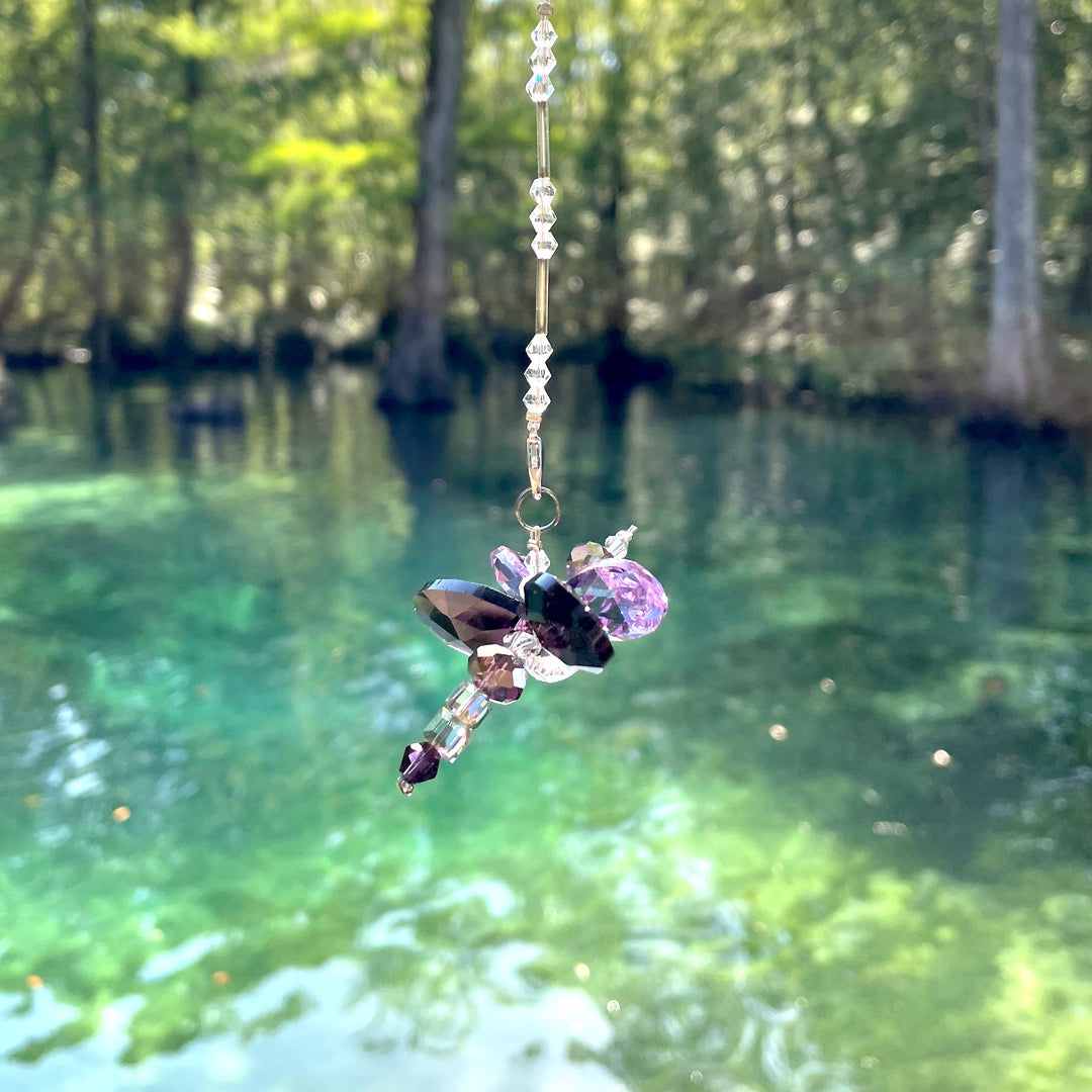 Crystal Dragonfly Purple Petite, Car Charm, Sun Catcher