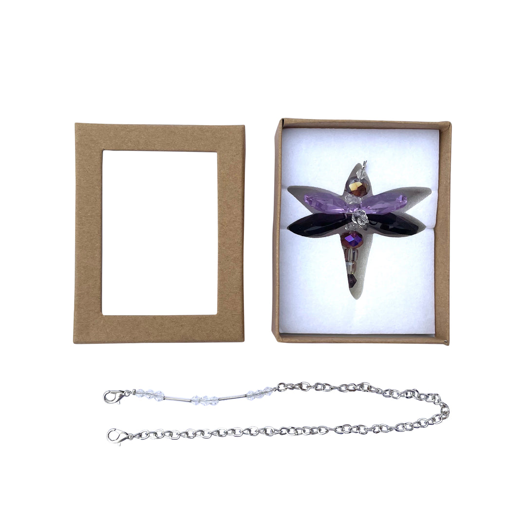 Crystal Dragonfly Purple Petite, Car Charm, Sun Catcher