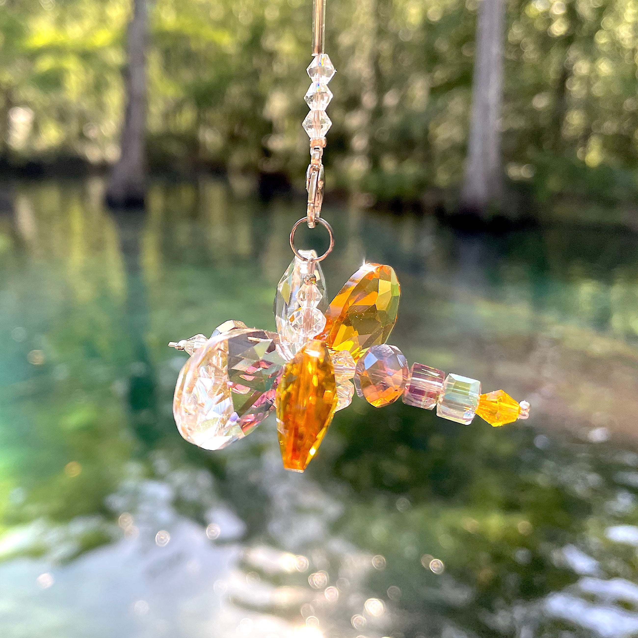 Crystal Dragonfly Yellow Petite Car Charm Sun Catcher Crystalize Home