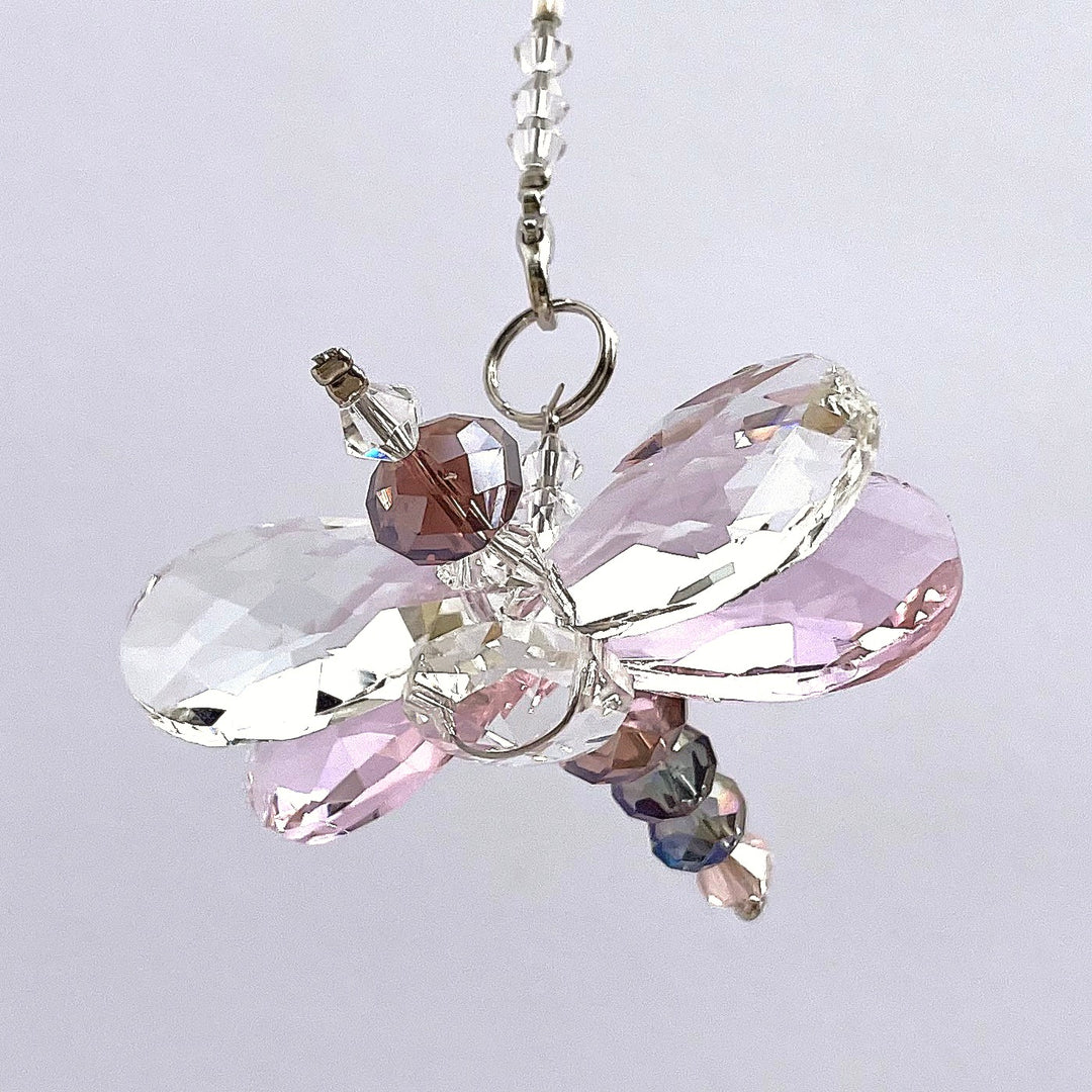 Crystal Dragonfly Pink Petite, Car Charm, Sun Catcher