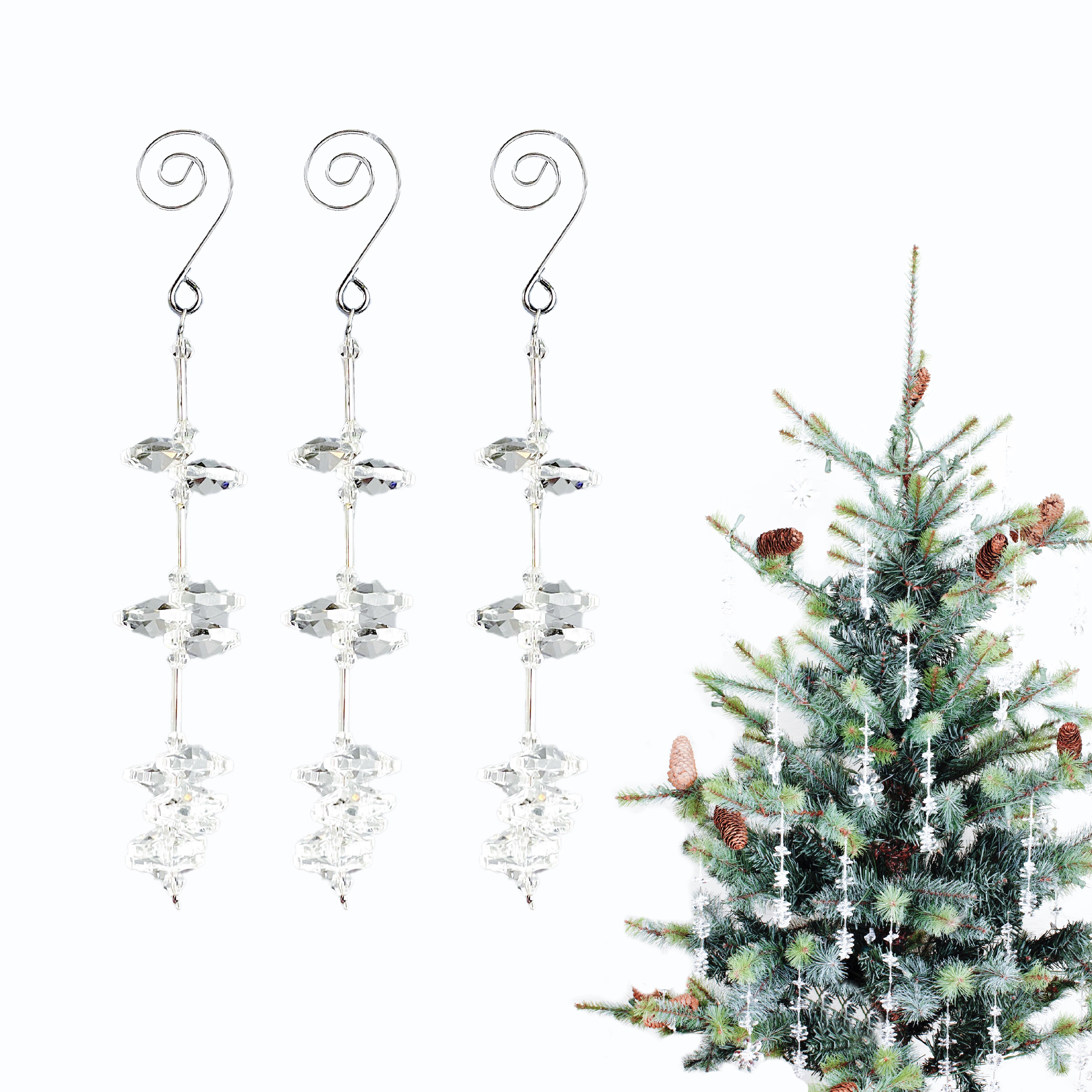 Crystal Icicle 5, Christmas Decorations with Hanging Crystals