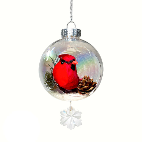 Red Cardinal Plastic Ornament with Magnetic Crystal 3