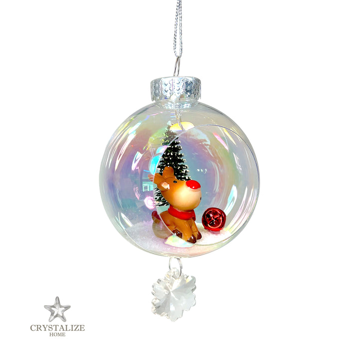 Rudolph Plastic Ornament with Magnetic Crystal 3"x7"