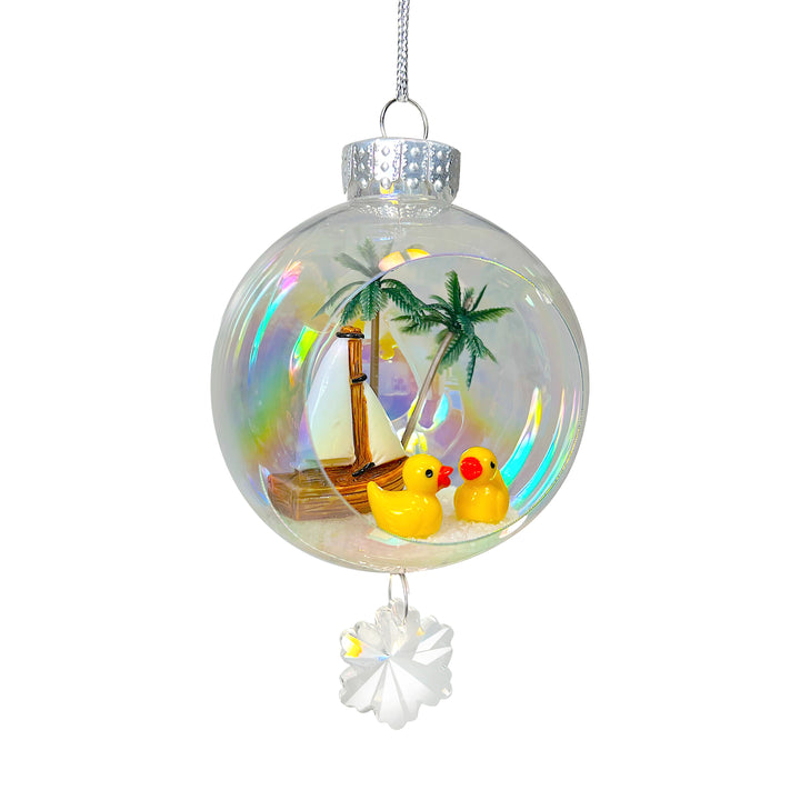 Duckies Plastic Ornament with Magnetic Crystal 3"x7"