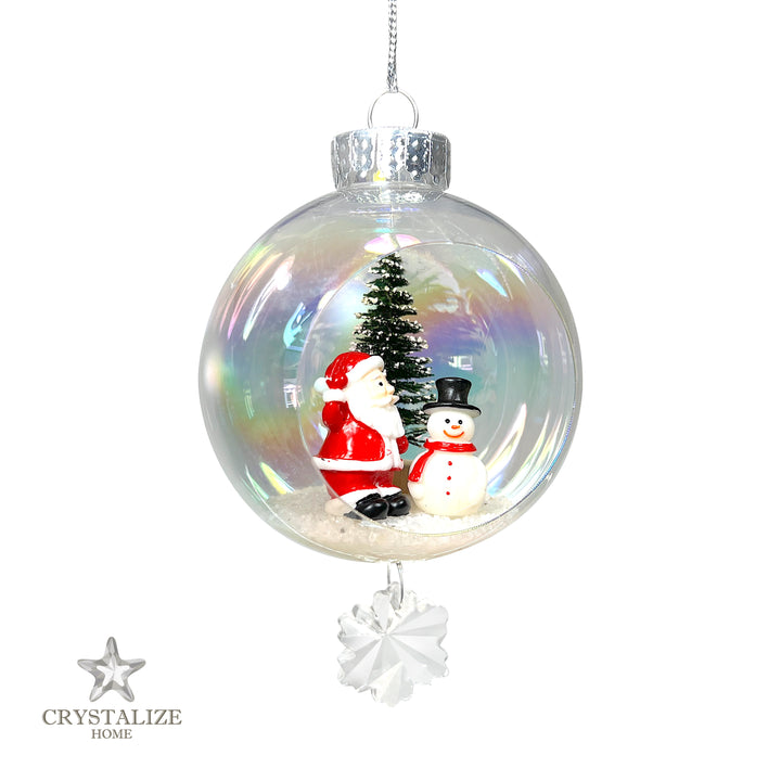 Santa & Snowman Plastic Ornament with Magnetic Crystal 3" x 7"