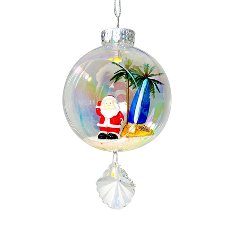 Santa & Surfboard Plastic Ornament with Magnetic Crystal 3