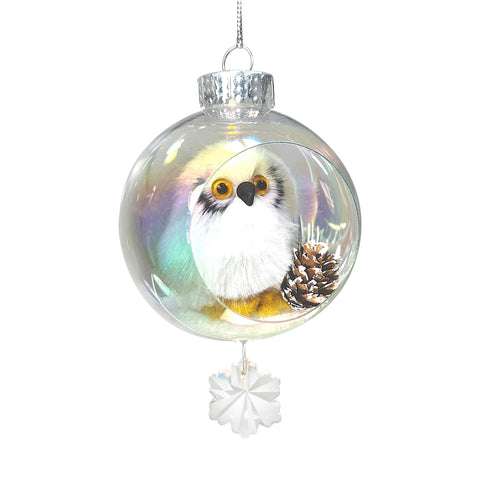 White Owl Plastic Ornament with Magnetic Crystal 3