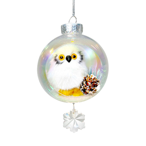 White Owl Plastic Ornament with Magnetic Crystal 3