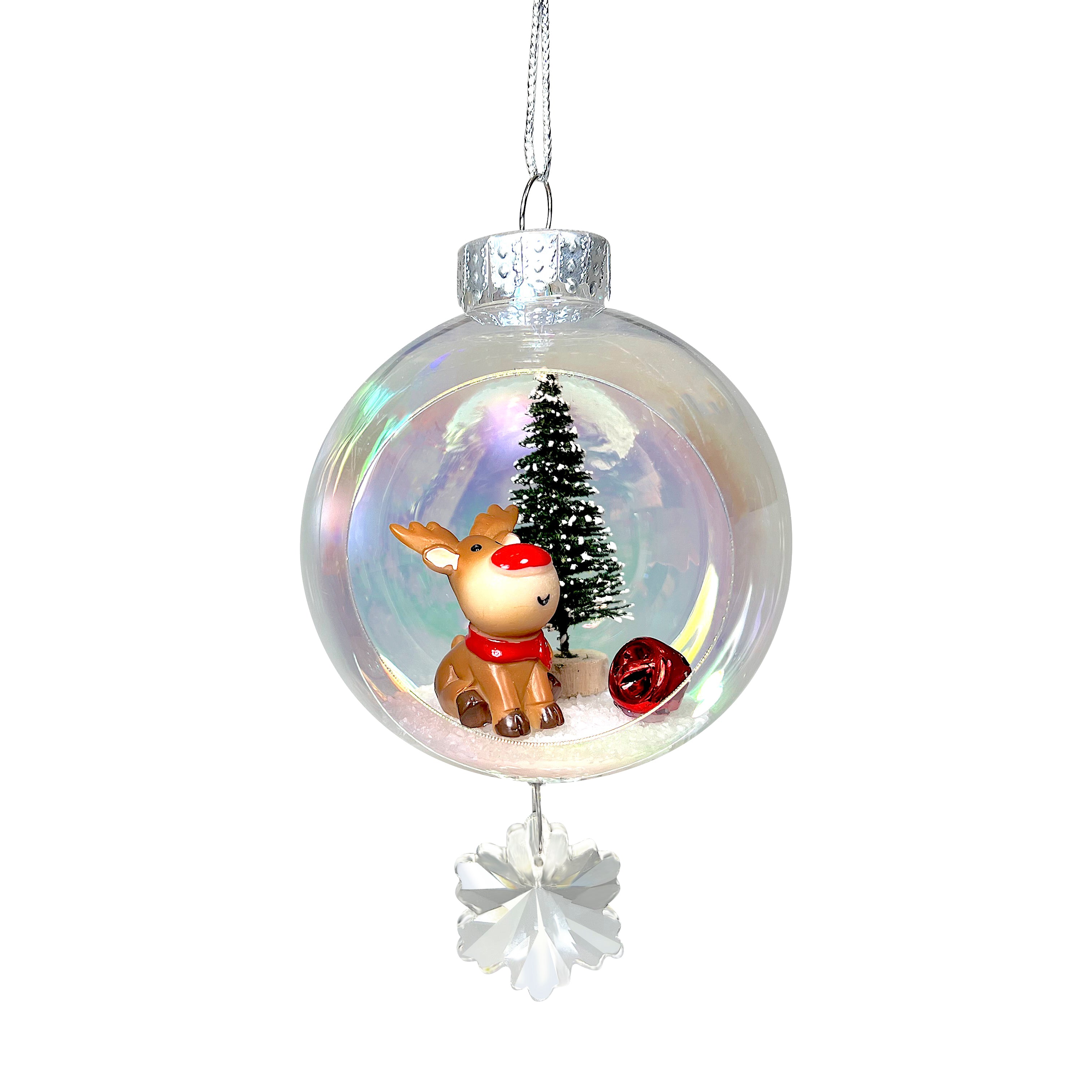 Rudolph Plastic Ornament with Magnetic Crystal 3"x7"