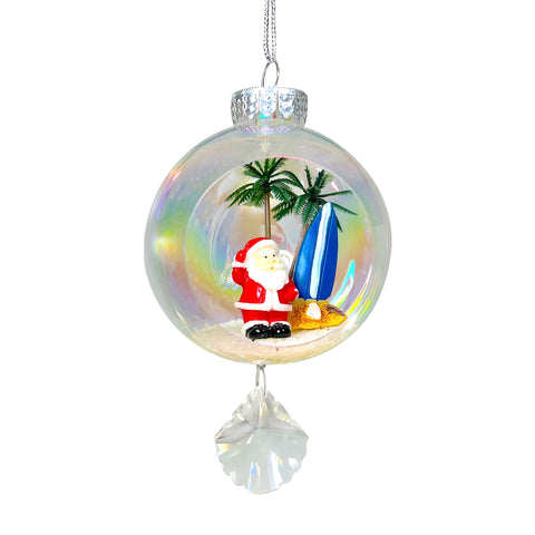 Santa & Surfboard Plastic Ornament with Magnetic Crystal 3