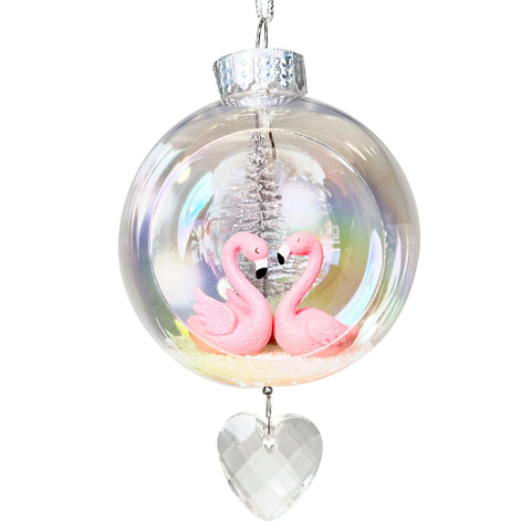 Flamingo Love Plastic Ornament with Magnetic Crystal 3