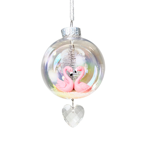 Flamingo Love Plastic Ornament with Magnetic Crystal 3