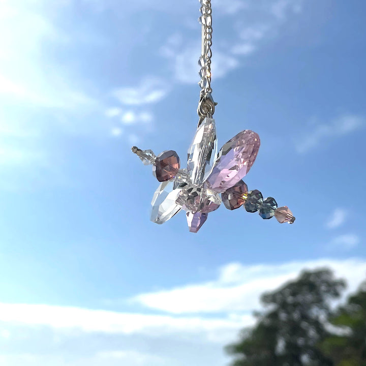 Crystal Dragonfly Pink Petite, Car Charm, Sun Catcher