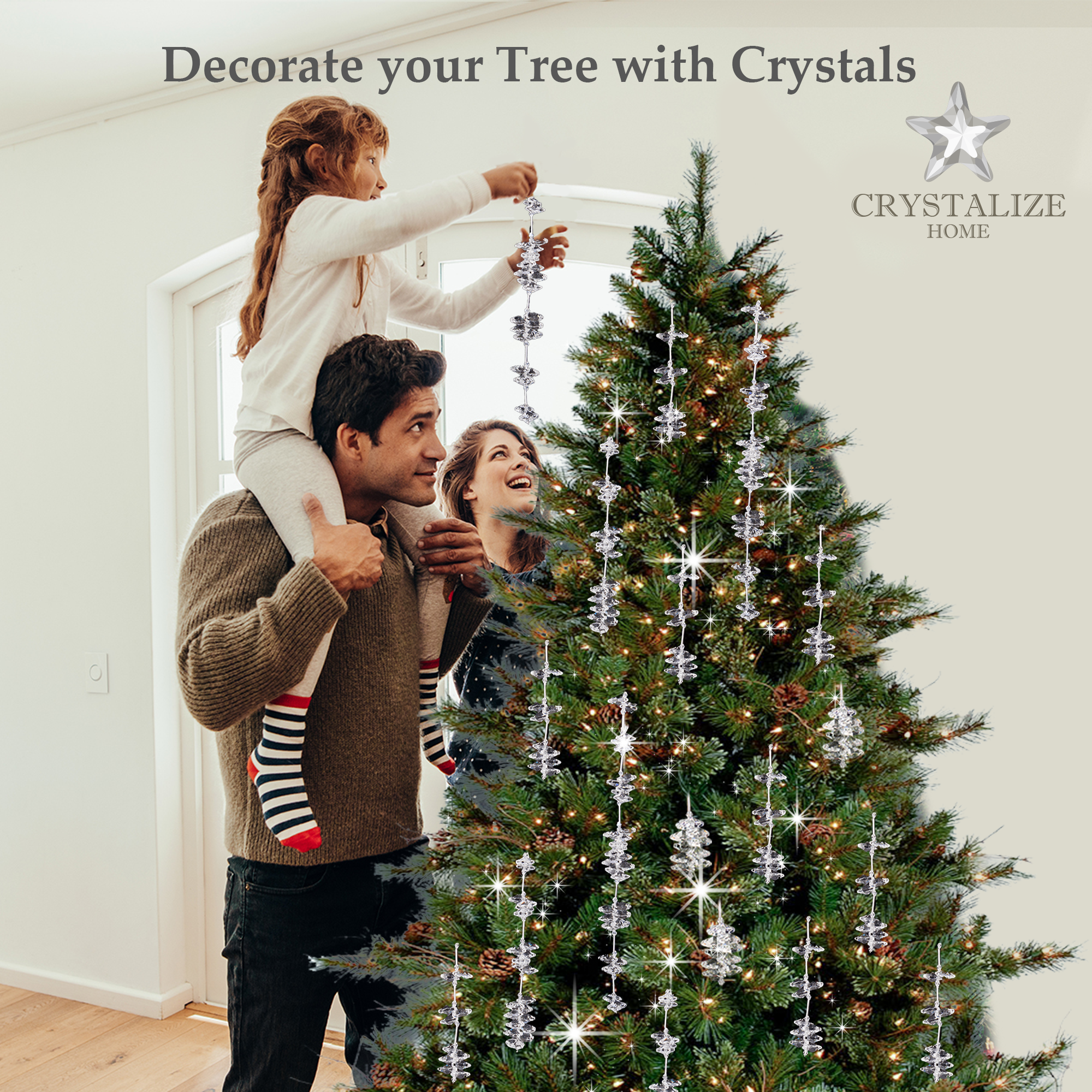 Crystal Icicle 7, Christmas Decorations with Hanging Crystals, Christ –  Crystalize Home