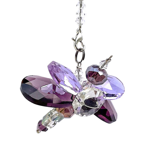 Crystal Dragonfly Purple Petite, Car Charm, Sun Catcher