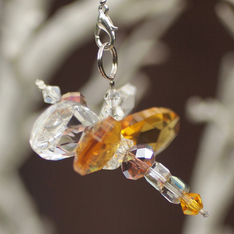 Crystal Dragonfly Yellow Petite, Car Charm, Sun Catcher