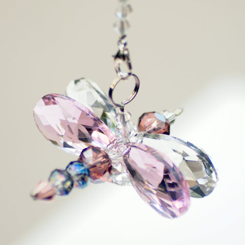 Crystal Dragonfly Pink Petite, Car Charm, Sun Catcher