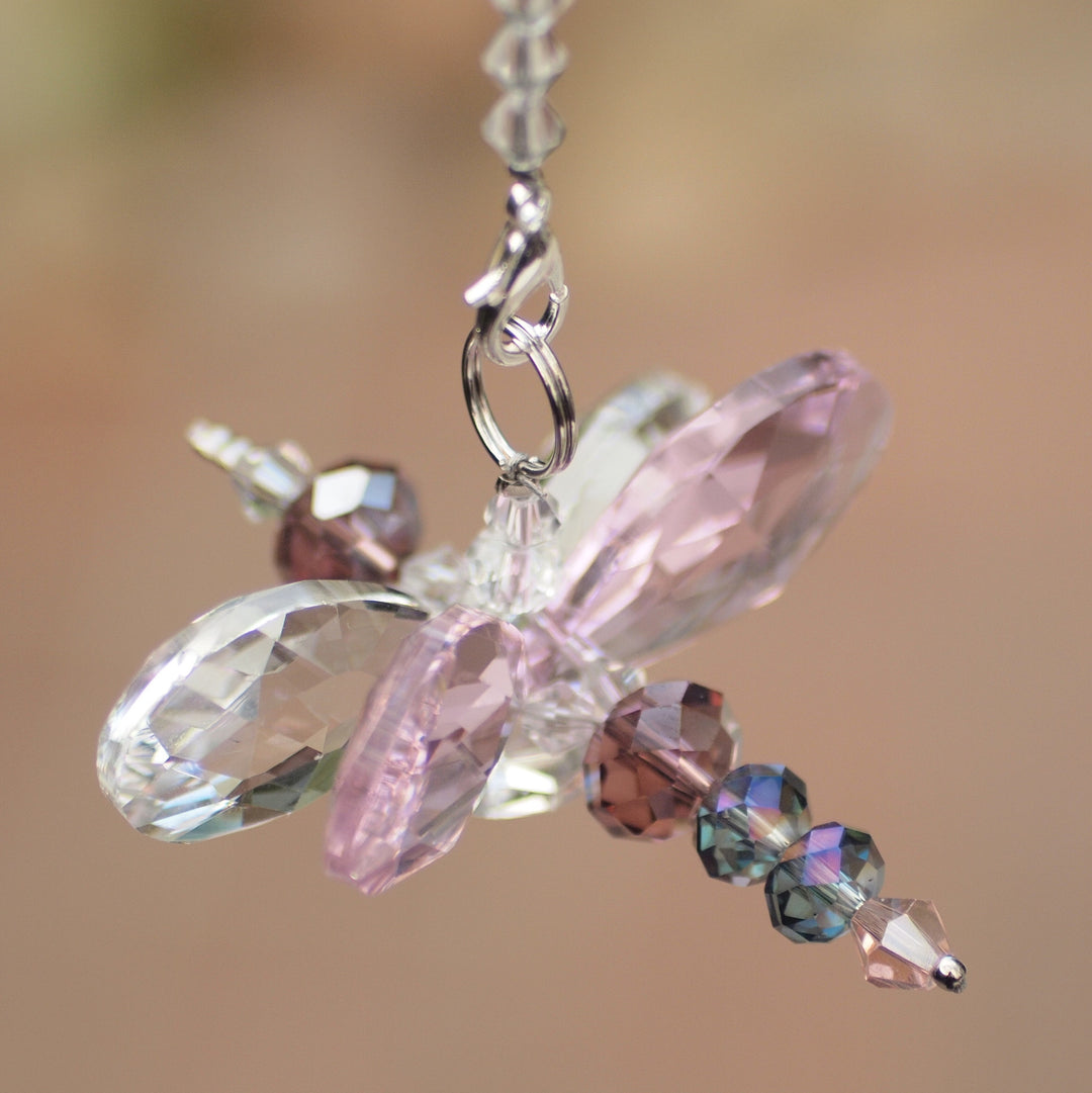 Crystal Dragonfly Pink Petite, Car Charm, Sun Catcher