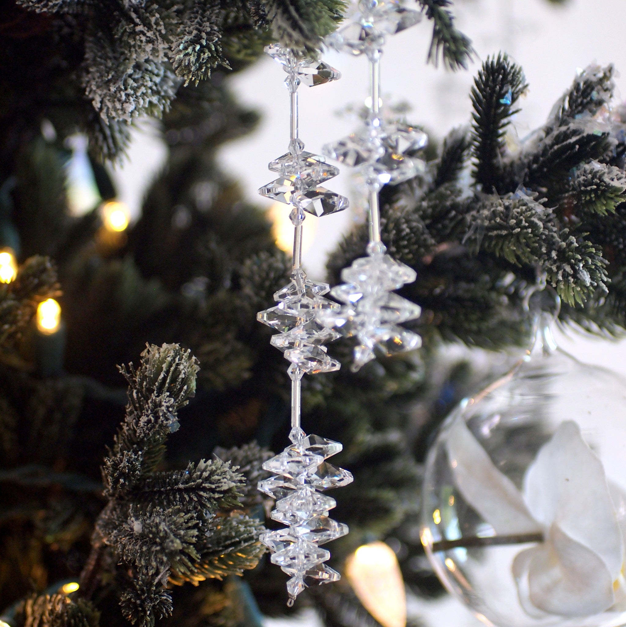 Crystal Icicle 7, Christmas Decorations with Hanging Crystals