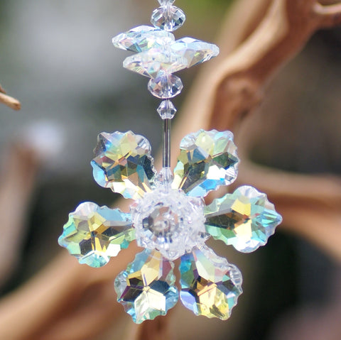 Crystal Iridescent Flower, Crystal Decor Christmas Wedding Decorations