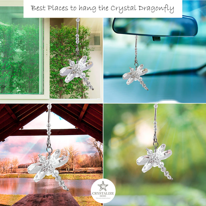 Crystal Dragonfly Purple Petite, Car Charm, Sun Catcher