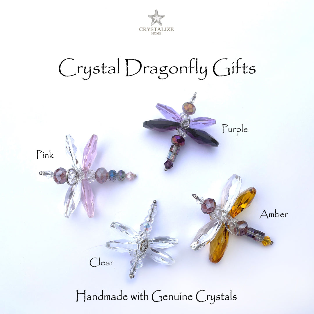 Crystal Dragonfly Purple Petite, Car Charm, Sun Catcher