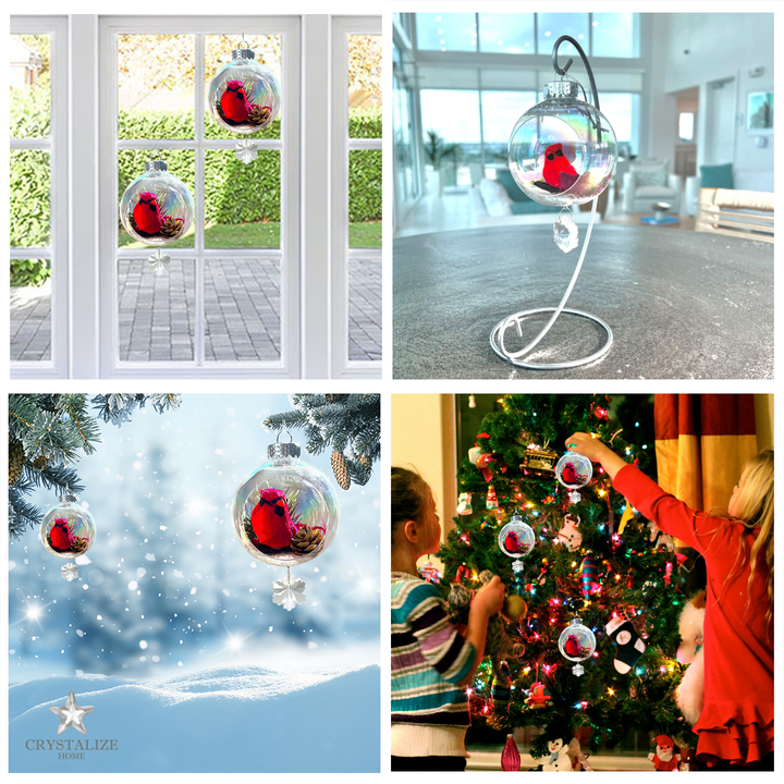 Red Cardinal Plastic Ornament with Magnetic Crystal 3" x 7"